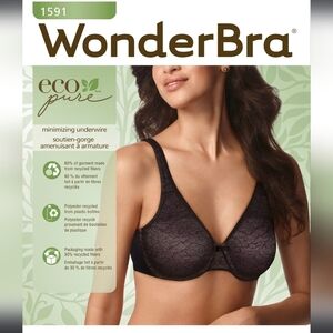 NEW Wonderbra Black Lace Full-Coverage Bra 40D Style 1591